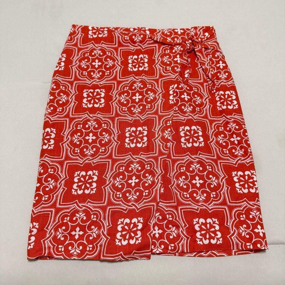 NWT Ann Taylor Women’s Orange Tile Wrap Skirt Size 6 Petite